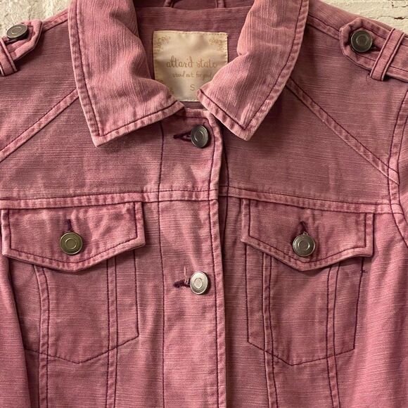 Altard State Raw Hem Fringe Peplum rose Jean Jacket S - Picture 2 of 10